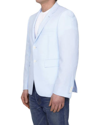 THOM BROWNE Men's Single-Breasted Wool Jacket in Light Blue for SS23