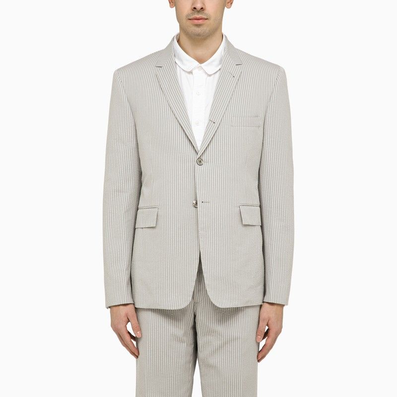 THOM BROWNE Light Grey Pinstripe Single-Breasted Men's Jacket