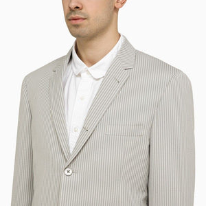 THOM BROWNE Light Grey Pinstripe Single-Breasted Men's Jacket