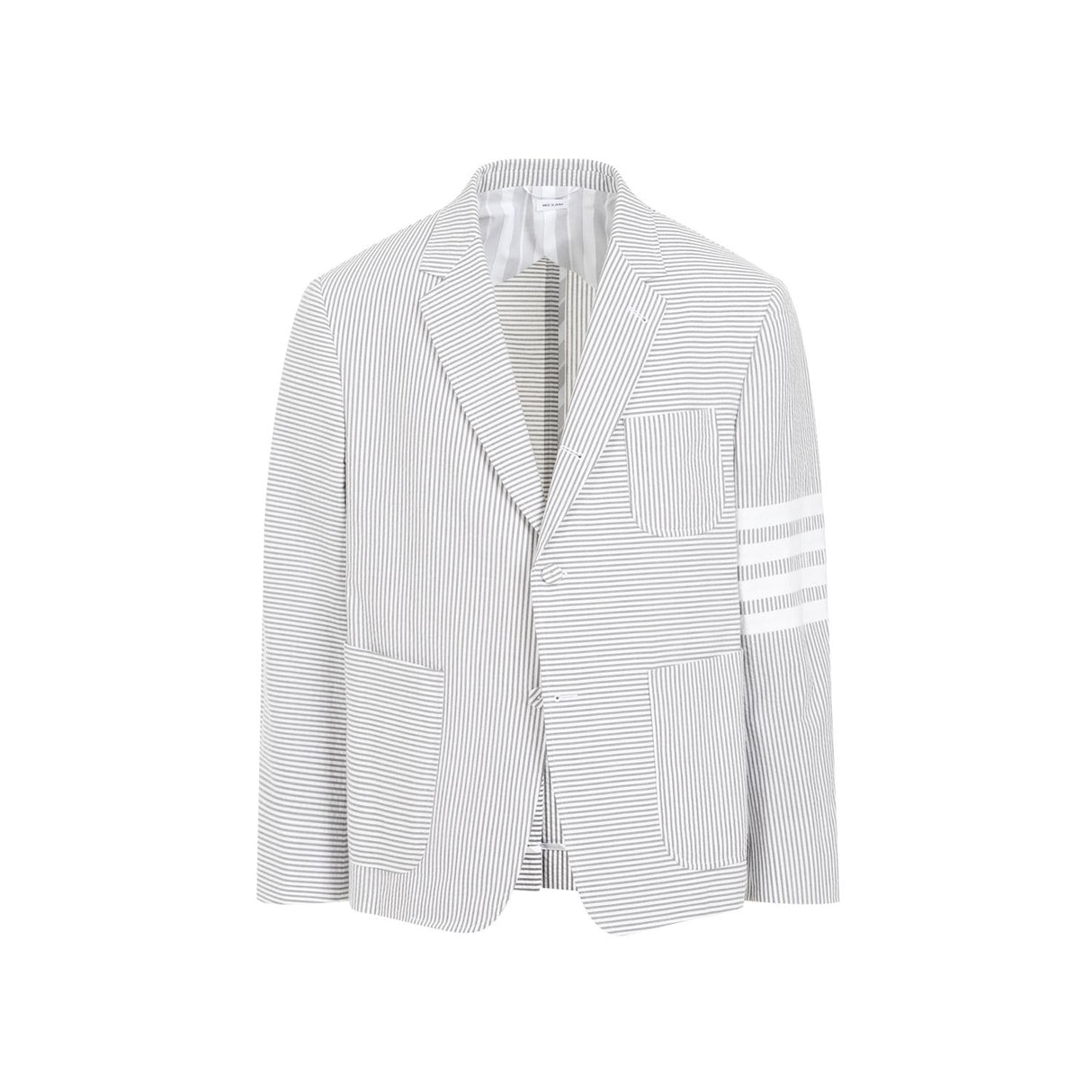 THOM BROWNE Men's Seersucker Jacket in Gray - SS24 Collection