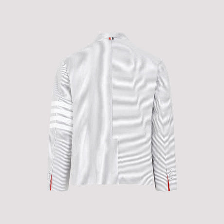 THOM BROWNE Men's Seersucker Jacket in Gray - SS24 Collection