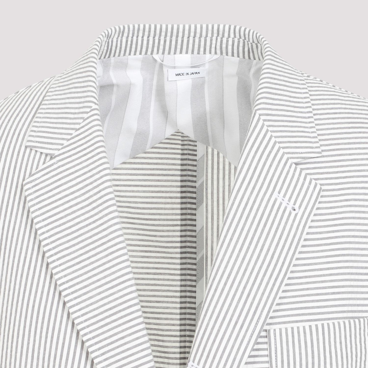 THOM BROWNE Men's Seersucker Jacket in Gray - SS24 Collection