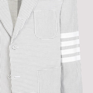 THOM BROWNE Men's Seersucker Jacket in Gray - SS24 Collection