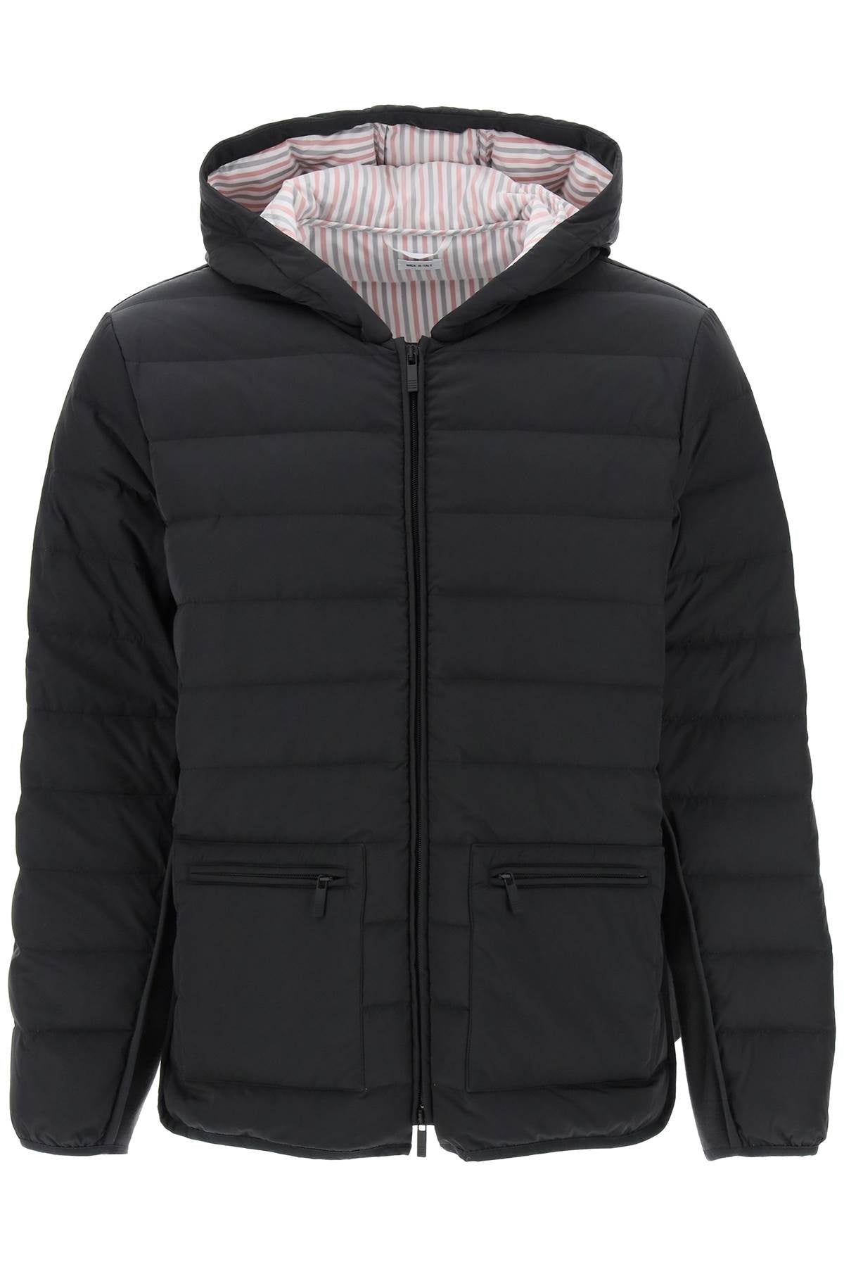 THOM BROWNE Men's Hooded Down Jacket with Contrasting Stripes - FW23