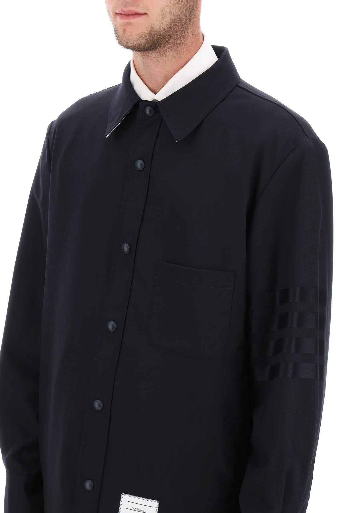 THOM BROWNE Men's Blue Wool Overshirt for FW23