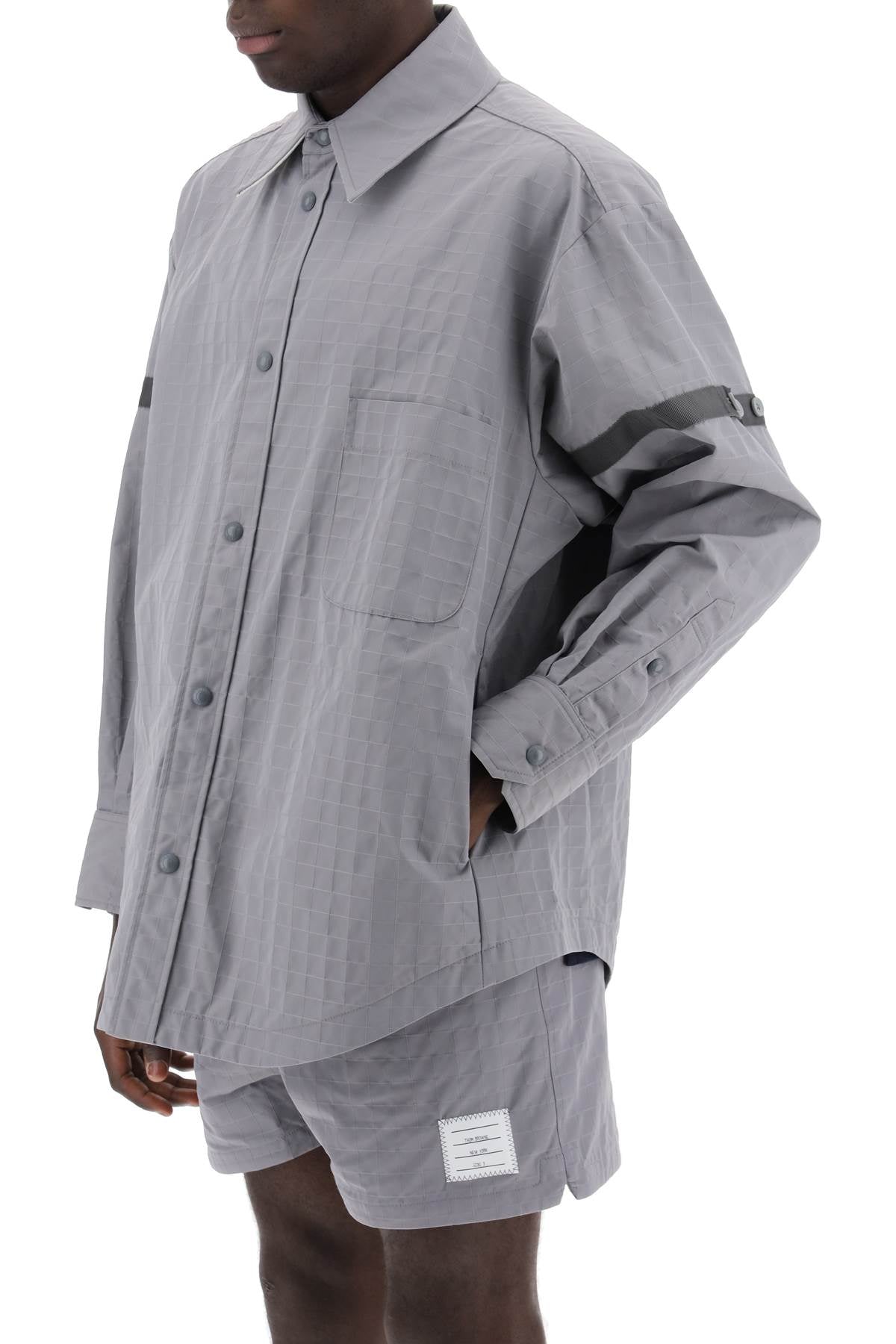 THOM BROWNE Gray Nylon Overshirt for Men