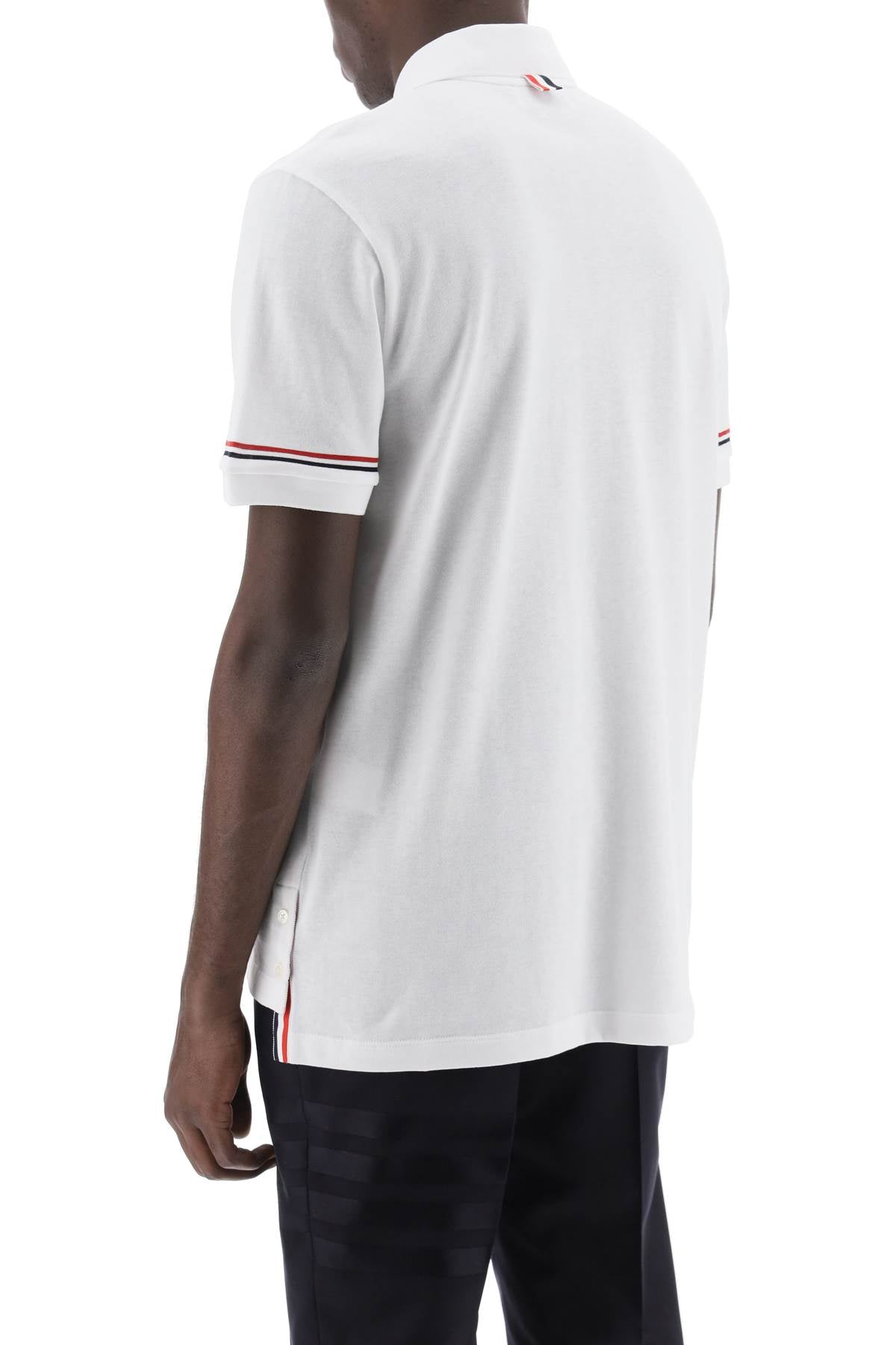 THOM BROWNE Men's Tricolor Intarsia Polo Shirt