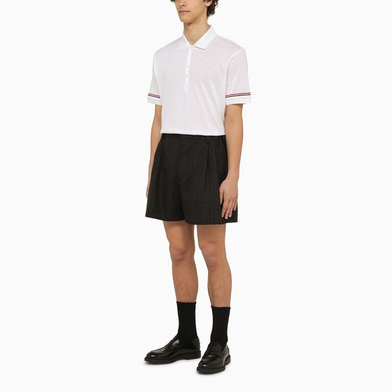 THOM BROWNE Men's Tricolor Intarsia Polo Shirt