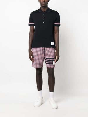 THOM BROWNE Men's Tricolor Intarsia Polo Shirt