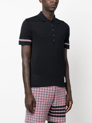 THOM BROWNE Men's Tricolor Intarsia Polo Shirt