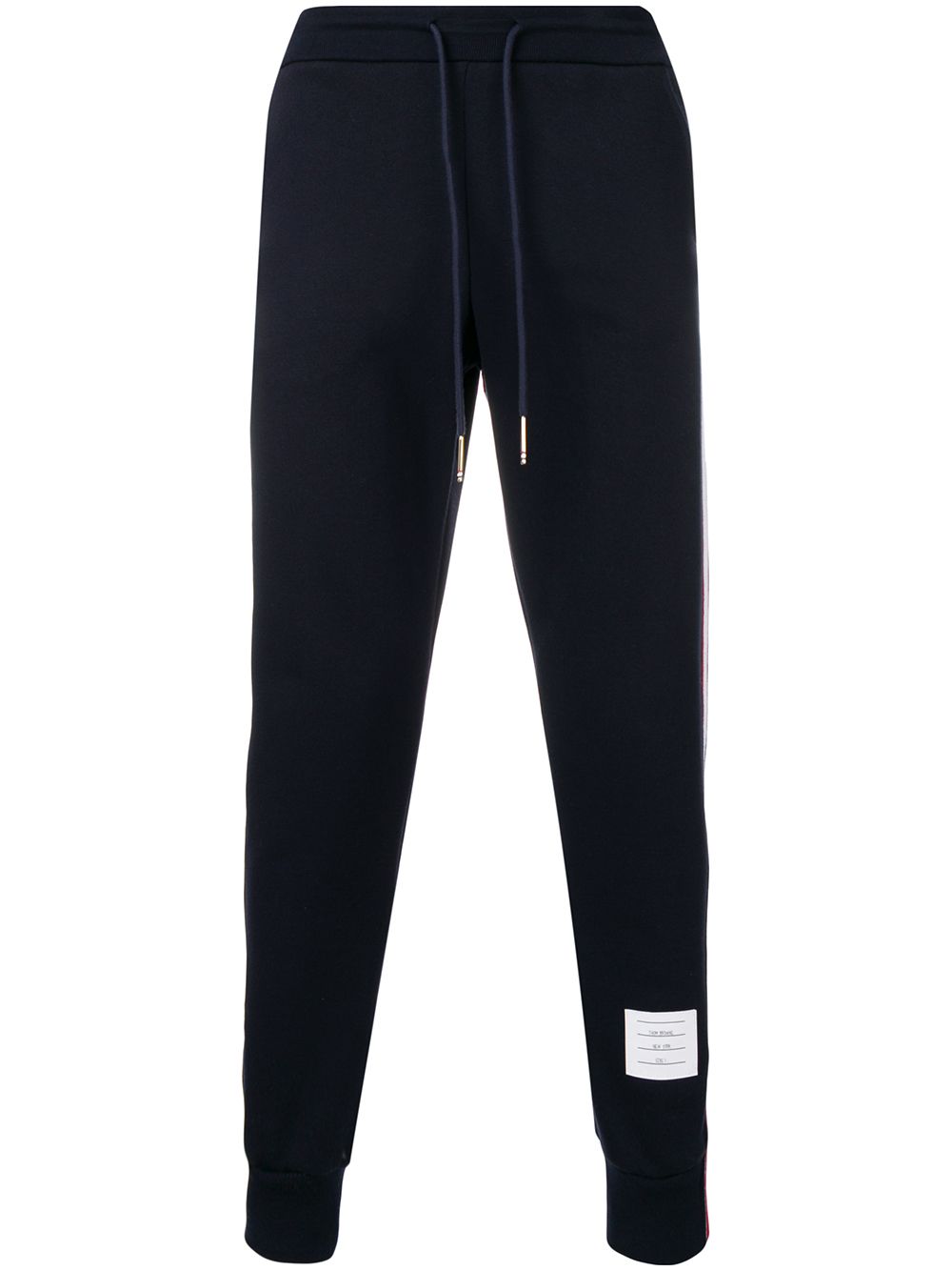 Navy Blue Cotton Stripe Track Pants for Men