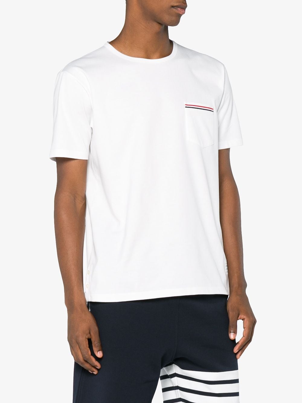 THOM BROWNE Classic Cotton Pocket T-Shirt for Men - Mini Style