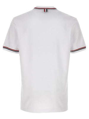 Men's White Asymmetric Hem T-Shirt with Tricolor Detail and Contrasting Trimmings