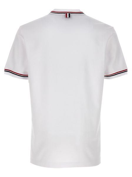 Men's White Asymmetric Hem T-Shirt with Tricolor Detail and Contrasting Trimmings