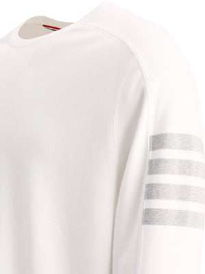 THOM BROWNE Men's 4-Bar White T-Shirt with Long Sleeves and Contrast Detail