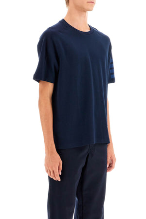 THOM BROWNE Contemporary Crew Neck Tee with Signature Four-Bar Sleeve