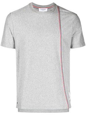 THOM BROWNE Men's Medium Grey Cotton Short Sleeve Tee for SS24