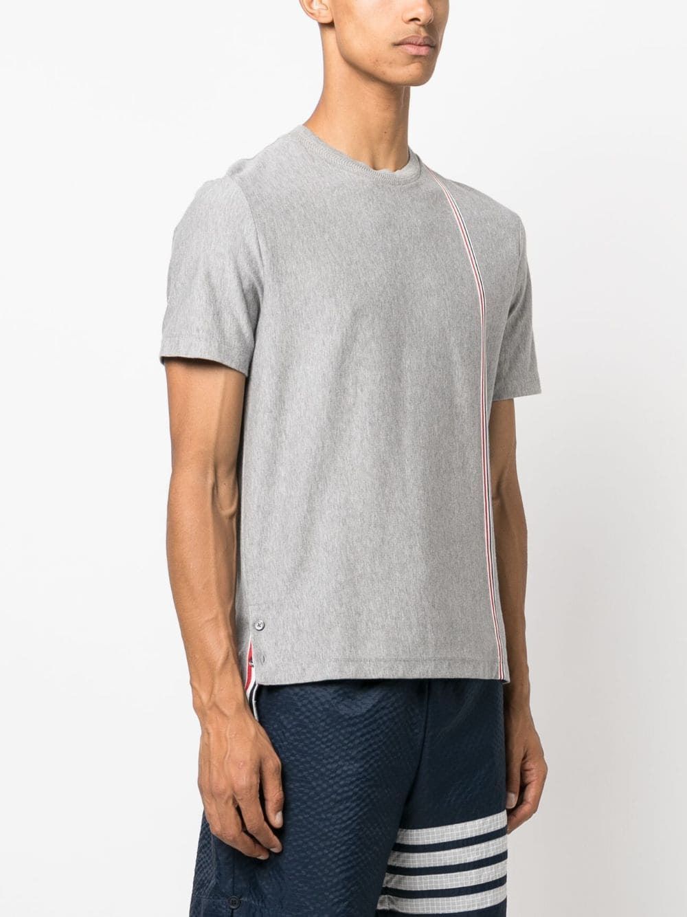 THOM BROWNE Men's Medium Grey Cotton Short Sleeve Tee for SS24