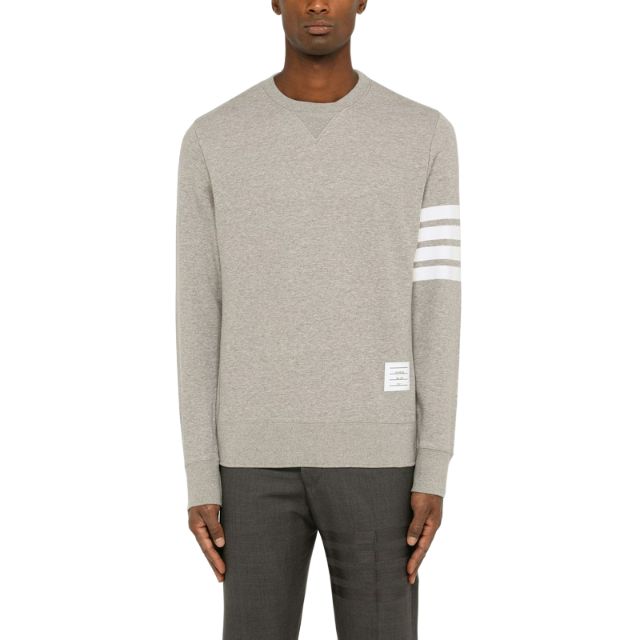 THOM BROWNE MEN'S GREY COTTON CREWNECK SWEATSHIRT FOR FW23