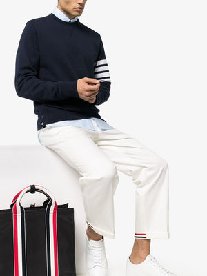 THOM BROWNE Men's Relaxed Fit 4-Bar Cotton Crewneck Sweatshirt