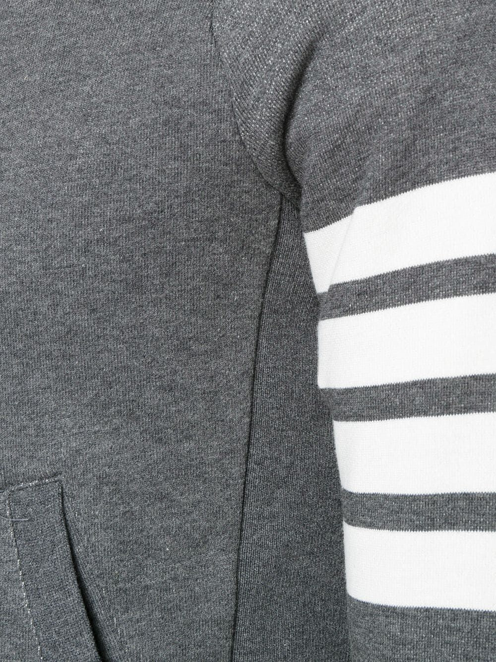 THOM BROWNE Striped Sleeve Hoodie in Grey