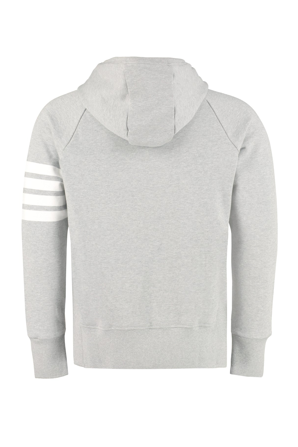 THOM BROWNE Striped Sleeve Hoodie in Grey