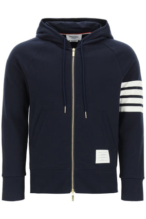 THOM BROWNE Striped Sleeve Hoodie in Grey