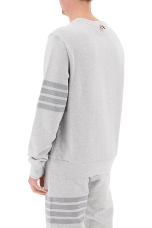 THOM BROWNE Mens LTGREY Crew Neck Sweatshirt in Classic Loopback for SS24