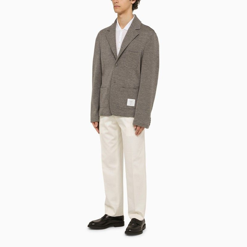 THOM BROWNE Men's Grey Wool Single-Breasted Jacket for SS24