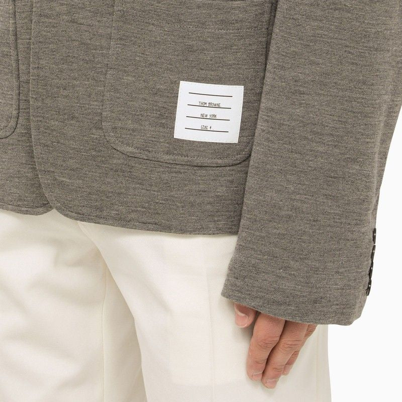 THOM BROWNE Men's Grey Wool Single-Breasted Jacket for SS24