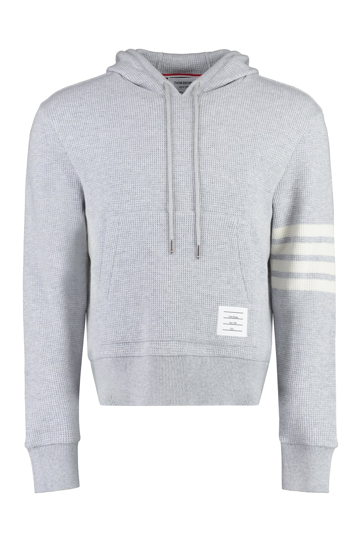 Men's Tricolor Knit Hoodie with Striped Detail and Ribbed Edges for FW22