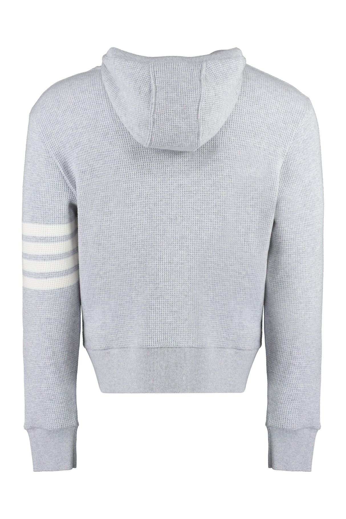 Men's Tricolor Knit Hoodie with Striped Detail and Ribbed Edges for FW22