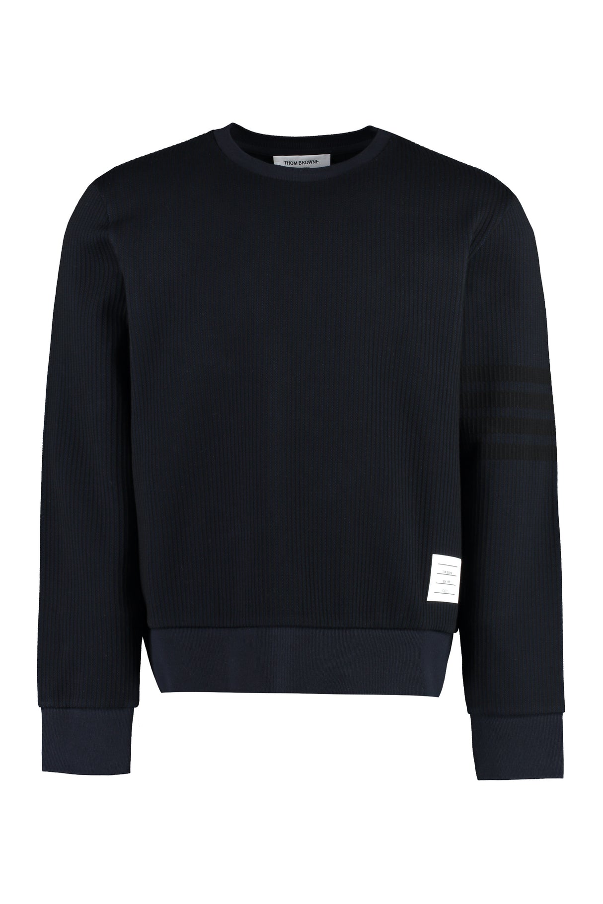 Men's Blue Ribbed Cotton Crew-Neck Sweatshirt - SS23