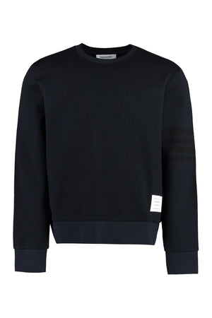 Men's Blue Ribbed Cotton Crew-Neck Sweatshirt - SS23