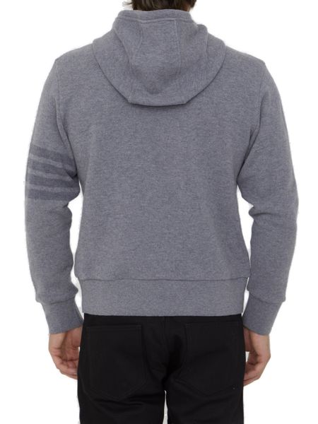 Luxury Grey Tricolor Knit Hoodie for Men