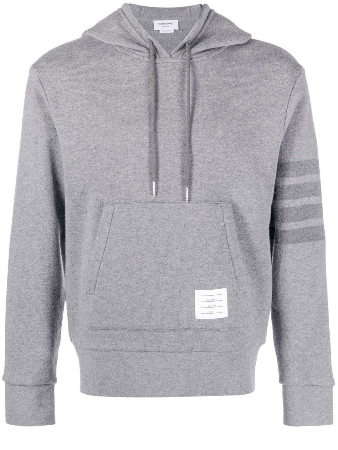 Luxury Grey Tricolor Knit Hoodie for Men