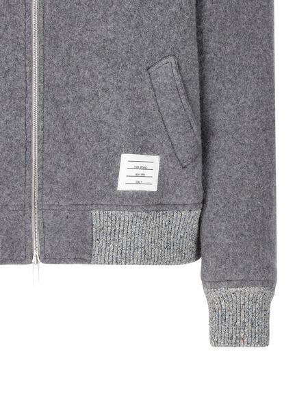 THOM BROWNE Men's Gray Wool Bomber Jacket - FW23 Collection