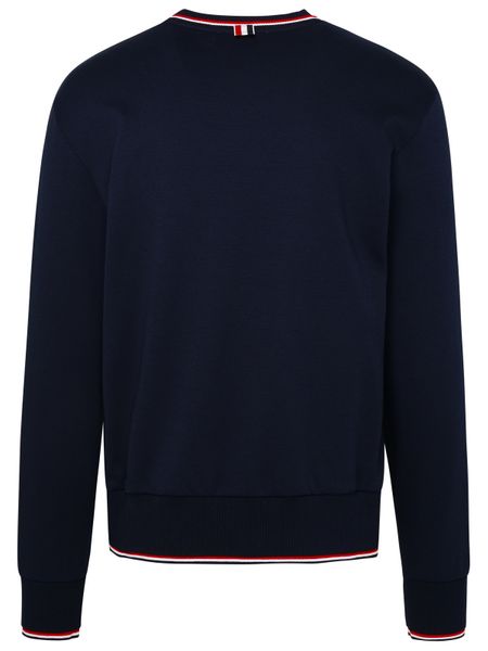 Men's Blue Crew-Neck Sweatshirt with Contrasting Trimmings and Ribbed Edges