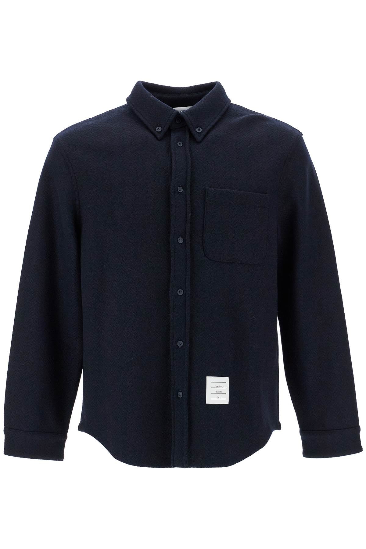 THOM BROWNE Herringbone Wool-Cotton Overshirt