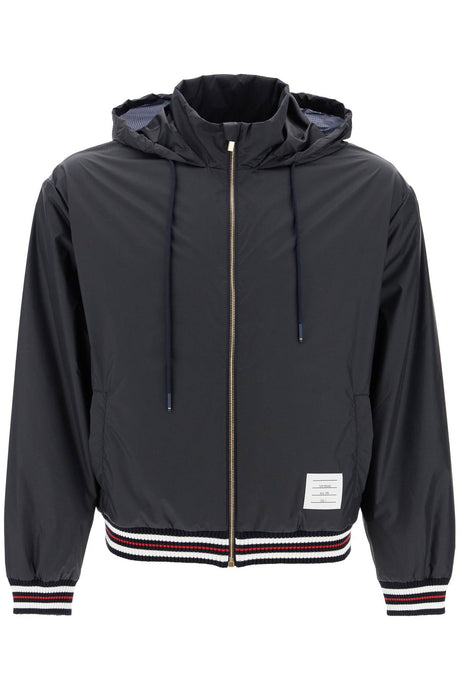 THOM BROWNE Nylon Bomber Jacket with Adjustable Hood - Sizes Available