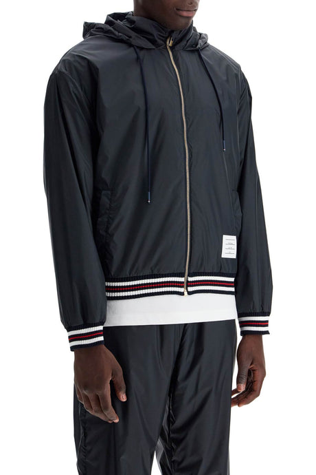 THOM BROWNE Nylon Bomber Jacket with Adjustable Hood - Sizes Available