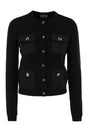 ELISABETTA FRANCHI Chic Bouclé Wool Blend Cardigan with Technical Pockets - Regular Fit