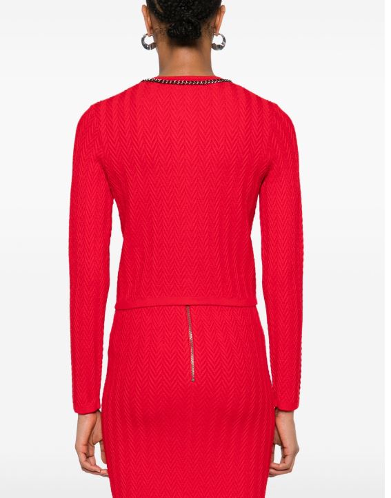 ELISABETTA FRANCHI Crimson Herringbone Knit Sweater for Women