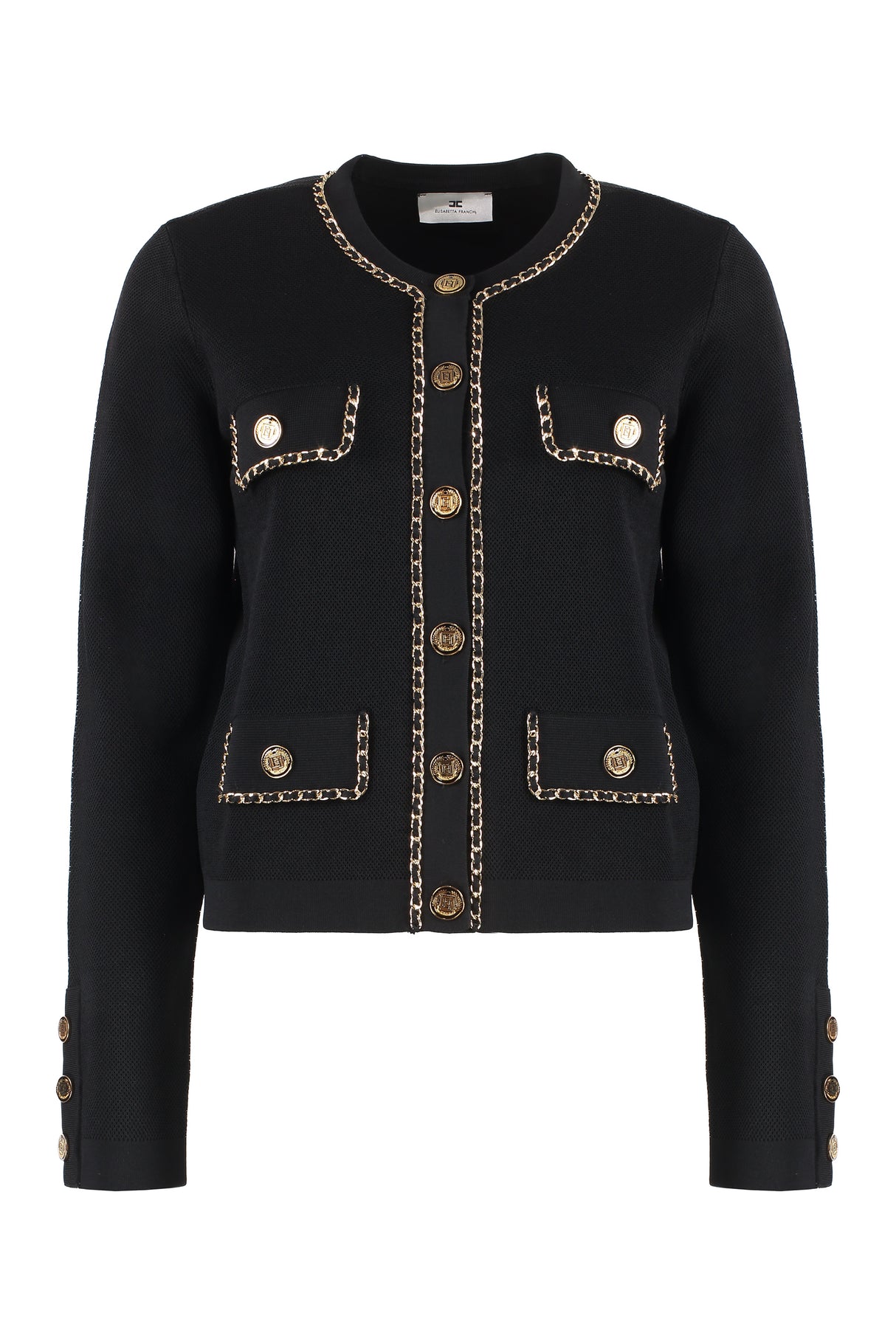 ELISABETTA FRANCHI Chic Cropped Jacket with Chain Detail