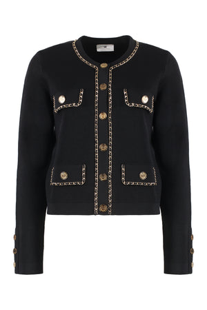 ELISABETTA FRANCHI Chic Cropped Jacket with Chain Detail