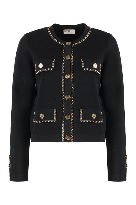 ELISABETTA FRANCHI Chic Cropped Jacket with Chain Detail