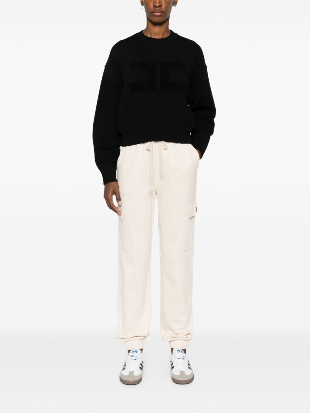 ELISABETTA FRANCHI Logo Embroidered Cropped Sweatshirt