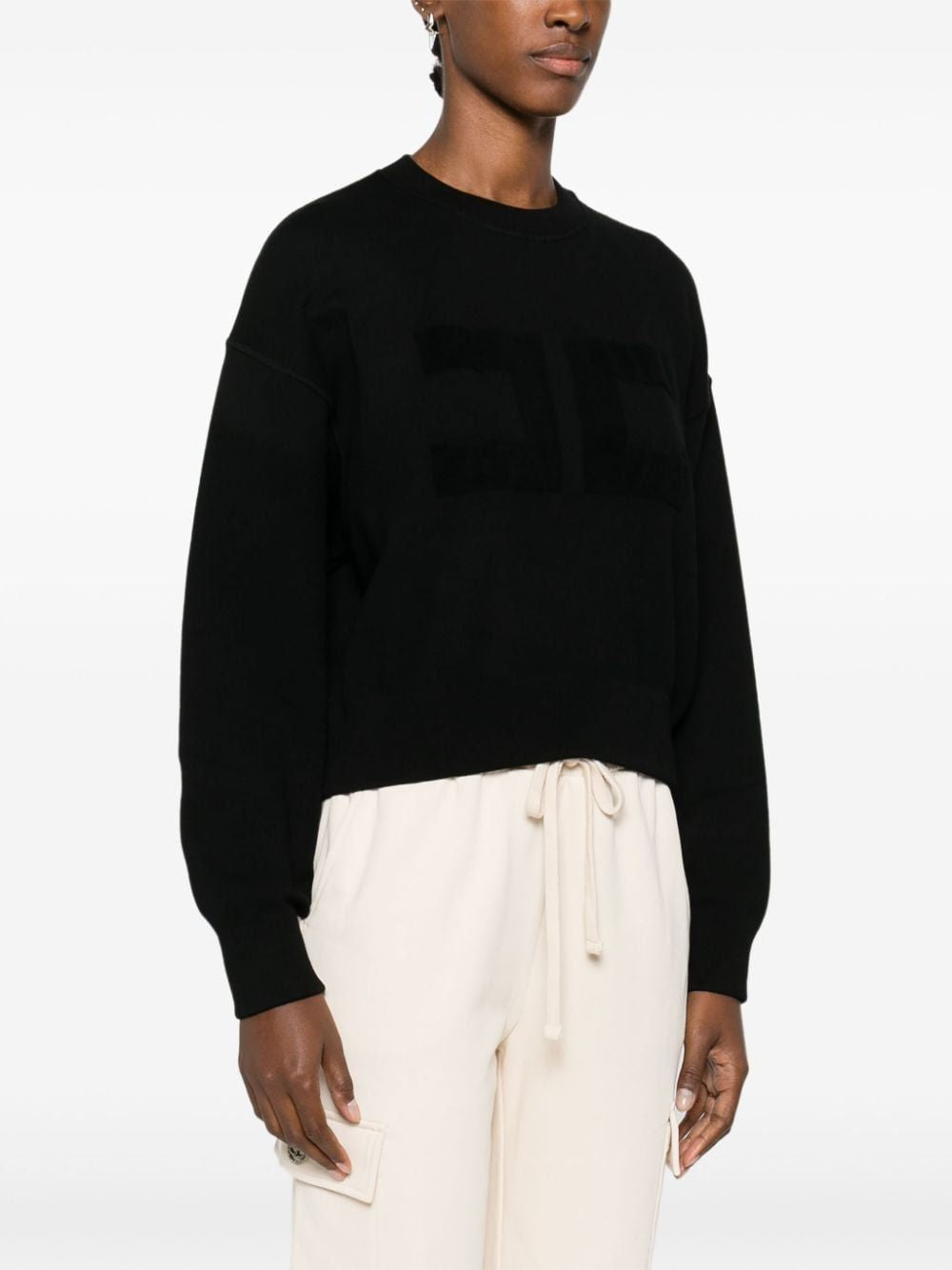 ELISABETTA FRANCHI Logo Embroidered Cropped Sweatshirt