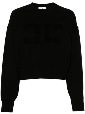 ELISABETTA FRANCHI Embellished Black Knit Sweater for Women