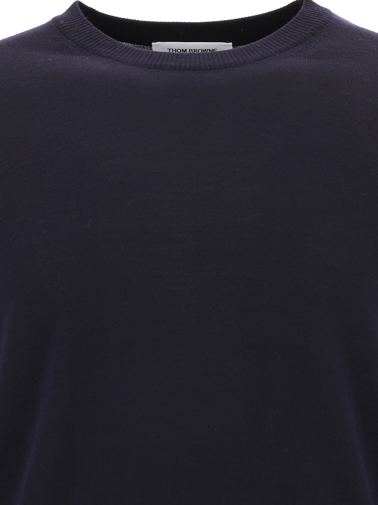 Navy Blue Merino Wool Sweater with Signature Stripes for Men